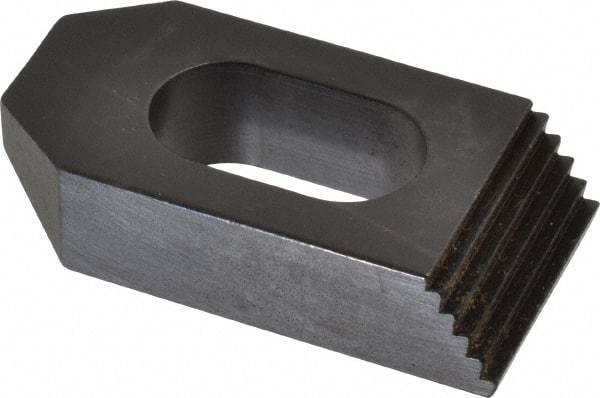 Jergens - 5/8" Stud, Low Carbon Steel, Plain Strap Clamp - 1/2" Travel, 2-1/2" OAL x 1-1/4" Wide x 5/8" High, Black Oxide Finish, Tapered Nose - Apex Tool & Supply