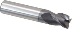 Accupro - 1/2", 5/8" LOC, 1/2" Shank Diam, 2-1/2" OAL, 3 Flute, Solid Carbide Square End Mill - Single End, AlTiN Finish, Spiral Flute, 40° Helix, Centercutting, Right Hand Cut, Right Hand Flute - Apex Tool & Supply