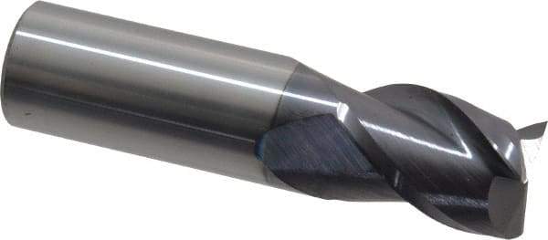 Accupro - 3/4", 1" LOC, 3/4" Shank Diam, 3" OAL, 3 Flute, Solid Carbide Square End Mill - Single End, AlTiN Finish, Spiral Flute, 40° Helix, Centercutting, Right Hand Cut, Right Hand Flute - Apex Tool & Supply