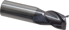 Accupro - 3/4", 1" LOC, 3/4" Shank Diam, 3" OAL, 3 Flute, Solid Carbide Square End Mill - Single End, AlTiN Finish, Spiral Flute, 40° Helix, Centercutting, Right Hand Cut, Right Hand Flute - Apex Tool & Supply