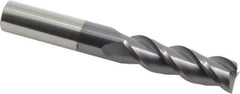 Accupro - 5/8", 2-1/8" LOC, 5/8" Shank Diam, 4-5/8" OAL, 3 Flute, Solid Carbide Square End Mill - Single End, AlTiN Finish, Spiral Flute, 40° Helix, Centercutting, Right Hand Cut, Right Hand Flute - Apex Tool & Supply