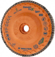 WALTER Surface Technologies - 40 Grit, 4-1/2" Disc Diam, 5/8-11 Center Hole, Zirconia Alumina Flap Disc - 13,300 Max RPM, Plastic Backing, Arbor Attaching System, Coated - Apex Tool & Supply
