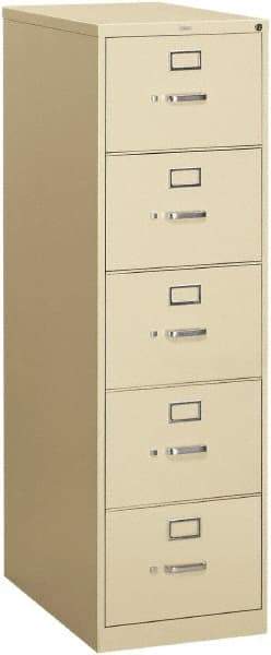 Hon - 18-1/4" Wide x 60" High x 26-1/2" Deep, 5 Drawer Vertical File - Steel, Putty - Apex Tool & Supply
