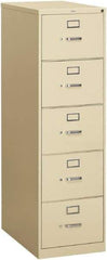 Hon - 18-1/4" Wide x 60" High x 26-1/2" Deep, 5 Drawer Vertical File - Steel, Putty - Apex Tool & Supply