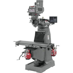 Jet - 9" Table Width x 49" Table Length, Variable Speed Pulley Control, 3 Phase Knee Milling Machine - R8 Spindle Taper, 3 hp - Apex Tool & Supply
