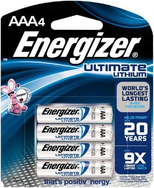Energizer - Size AAA, Lithium, Photo Battery - 1.5 Volts, Button Tab Terminal, FR03 - Apex Tool & Supply