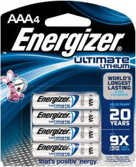 Energizer - Size AAA, Lithium, Photo Battery - 1.5 Volts, Button Tab Terminal, FR03 - Apex Tool & Supply