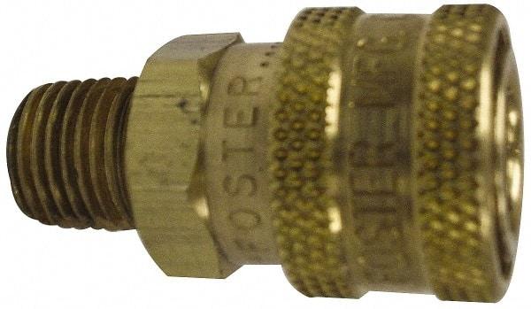 Value Collection - 3/8 Male x Female NPT Pneumatic Hose Quick Connect Socket - Brass, 1-1/8" Body Diam, 3/8" Hose ID - Apex Tool & Supply