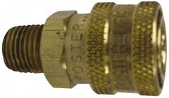 Value Collection - 3/8 Male x Female NPT Pneumatic Hose Quick Connect Socket - Brass, 1-1/8" Body Diam, 3/8" Hose ID - Apex Tool & Supply