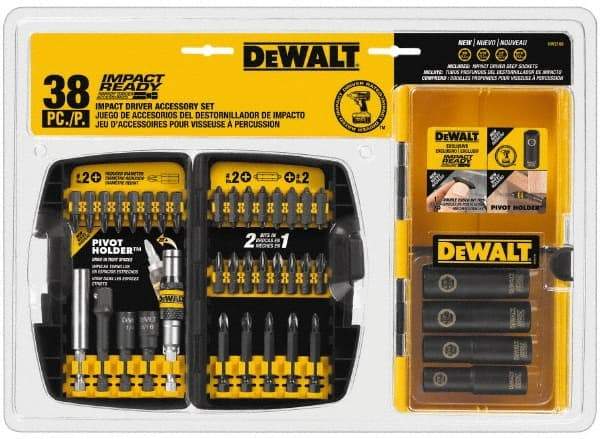 DeWALT - 38 Piece, Impact Ready Accessory Set - 1/4" Hex Shank, 3/8" Sockets Drive - Apex Tool & Supply