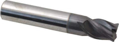 Accupro - 7/16", 4 Flute, Single End, Solid Carbide, Corner Chamfer End Mill - 2-1/2" OAL, Right Hand Flute, 9/16" LOC, Right Hand Cut - Apex Tool & Supply