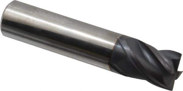 Accupro - 5/8", 4 Flute, Single End, Solid Carbide, Corner Chamfer End Mill - 3" OAL, Right Hand Flute, 3/4" LOC, Right Hand Cut - Apex Tool & Supply