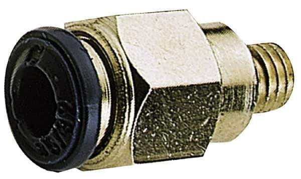 Alpha Technologies - 1/4" Outside Diam, 10-32 UNF, Nickel Plated Brass Push-to-Connect Male Connector - 250 Max psi, Tube to Male UNF Connection, Buna O-Ring - Apex Tool & Supply