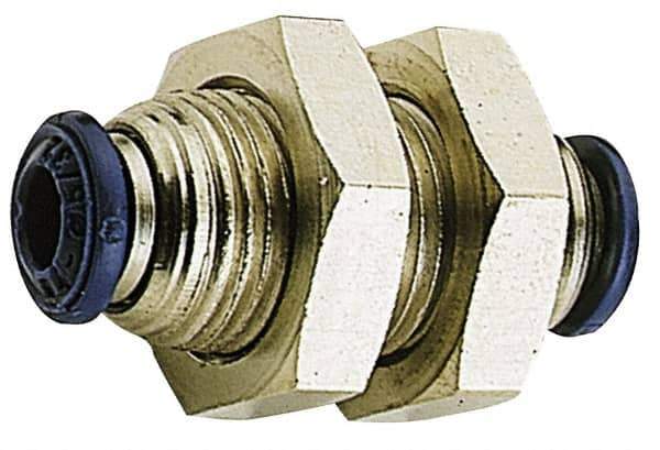 Alpha Technologies - 5/32" Outside Diam, Nickel Plated Brass Push-to-Connect Bulkhead Union - 250 Max psi, Tube to Tube Connection, Buna O-Ring - Apex Tool & Supply
