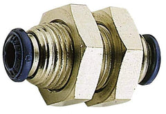 Alpha Technologies - 5/32" Outside Diam, Nickel Plated Brass Push-to-Connect Bulkhead Union - 250 Max psi, Tube to Tube Connection, Buna O-Ring - Apex Tool & Supply