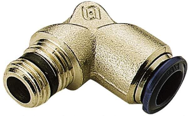 Alpha Technologies - 1/4" Outside Diam, 1/4 NPTF, Nickel Plated Brass Push-to-Connect Tube Male Elbow - 250 Max psi, Tube to Male NPT Connection, Buna O-Ring - Apex Tool & Supply