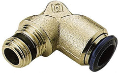 Alpha Technologies - 1/4" Outside Diam, 1/4 NPTF, Nickel Plated Brass Push-to-Connect Tube Male Elbow - 250 Max psi, Tube to Male NPT Connection, Buna O-Ring - Apex Tool & Supply