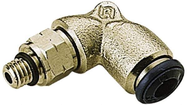 Alpha Technologies - 5/32" Outside Diam, 10-32 UNF, Nickel Plated Brass Push-to-Connect Male Swivel Elbow - 250 Max psi, Tube to Male UNF Connection, Buna O-Ring - Apex Tool & Supply