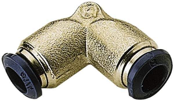 Alpha Technologies - 3/8" Outside Diam, 3/8 Nickel Plated Brass Push-to-Connect Union Elbow - 250 Max psi, Tube to Tube Connection, Buna O-Ring - Apex Tool & Supply