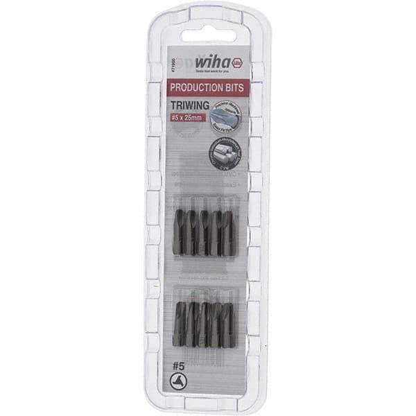Wiha - 1/4" Drive, #5 Tri-Wing Screwdriver Bit - 1" OAL - Apex Tool & Supply