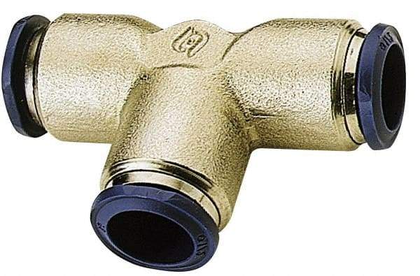 Alpha Technologies - 1/2" Outside Diam, Nickel Plated Brass Push-to-Connect Union Tee - 250 Max psi, Tube to Tube Connection, Buna O-Ring - Apex Tool & Supply
