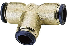 Alpha Technologies - 1/2" Outside Diam, Nickel Plated Brass Push-to-Connect Union Tee - 250 Max psi, Tube to Tube Connection, Buna O-Ring - Apex Tool & Supply