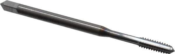 OSG - #6-32 UNC 2B 4 Flute TiCN Finish Solid Carbide Straight Flute Machine Tap - Modified Bottoming, Right Hand Thread, 56mm OAL, 11/16" Thread Length, Oversize - Apex Tool & Supply