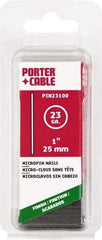 Porter-Cable - 23 Gauge 1" Long Pin Nails for Power Nailers - Steel, Galvanized Finish, Straight Stick Collation, Chisel Point - Apex Tool & Supply