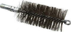 Schaefer Brush - 4-1/2" Brush Length, 2-1/4" Diam, Double Stem, Double Spiral Tube Brush - 7-1/4" Long, Stainless Steel, 1/4" NPSM Male Connection - Apex Tool & Supply