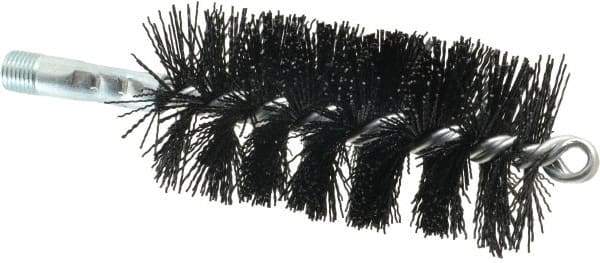 Schaefer Brush - 5" Brush Length, 2-1/4" Diam, Nylon Single Stem, Single Spiral Tube Brush - 7-1/4" Long, Nylon, 1/4" NPSM Male Connection - Apex Tool & Supply