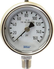 Wika - 2-1/2" Dial, 1/4 Thread, 0-160 Scale Range, Pressure Gauge - Lower Connection Mount, Accurate to 2-1-2% of Scale - Apex Tool & Supply