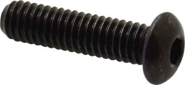 Made in USA - 5/16-18 UNC Hex Socket Drive, Button Screw - Alloy Steel, Black Oxide Finish, Fully Threaded, 1-1/4" Length Under Head - Apex Tool & Supply
