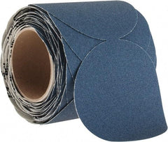 Norton - 5" Diam, 100 Grit Zirconia Alumina Adhesive PSA Disc - Medium Grade, Blue, F Weighted Backing, Flexible - Apex Tool & Supply