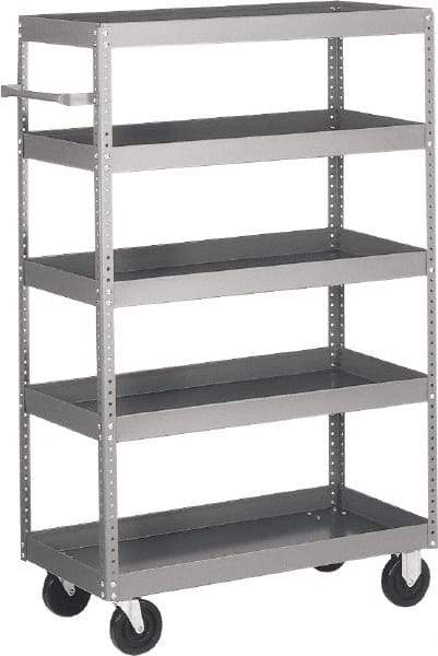 Quantum Storage - 1,000 Lb Capacity, 48" Wide x 24" Long x 57" High Shelf Cart - 5 Shelf, Steel - Apex Tool & Supply