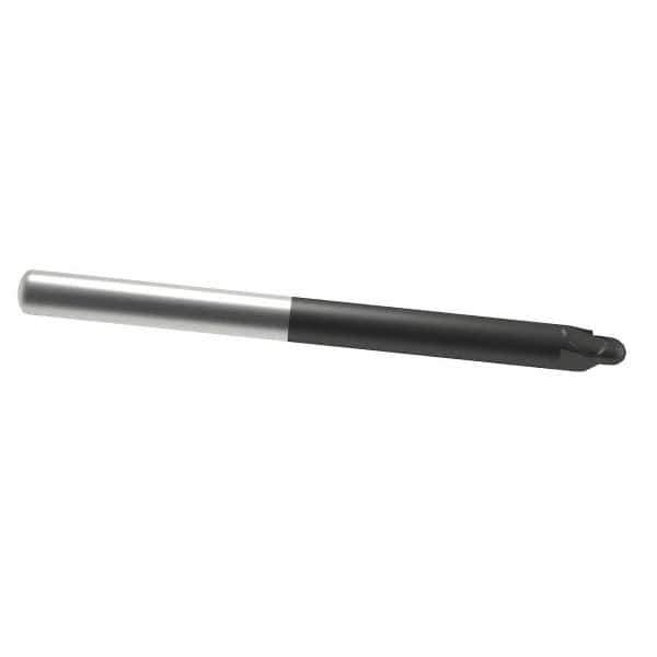 Accupro - 3/8" Diam, 3/8" LOC, 2 Flute Solid Carbide Ball End Mill - AlTiN Finish, Single End, 4" OAL, 3/8" Shank Diam, Spiral Flute - Apex Tool & Supply