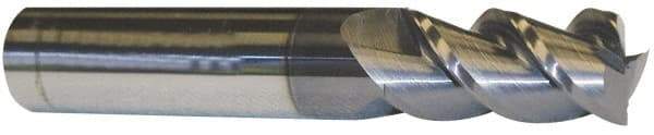 Accupro - 9/16", 2-1/2" LOC, 9/16" Shank Diam, 6" OAL, 3 Flute, Solid Carbide Square End Mill - Single End, Uncoated, Spiral Flute, 40° Helix, Centercutting, Right Hand Cut, Right Hand Flute - Apex Tool & Supply