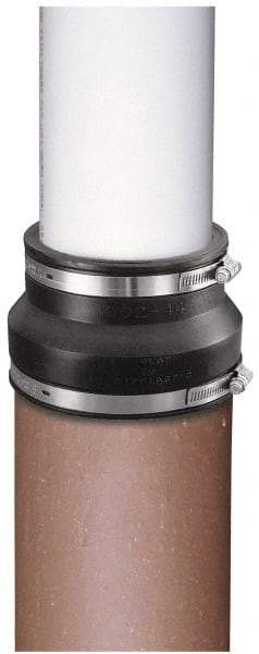 Made in USA - 8" PVC Flexible Pipe Coupling with Clamp - 6" Long, Pipe x Pipe, Stainless Steel Clamp - Apex Tool & Supply