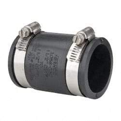 Made in USA - 1-1/2" PVC Flexible Pipe Coupling with Clamp - 3-1/2" Long, Pipe x Pipe, Stainless Steel Clamp - Apex Tool & Supply