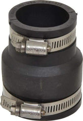 Made in USA - 2 x 1-1/2" PVC Flexible Pipe Coupling with Clamp - 3-1/2" Long, Pipe x Pipe, Stainless Steel Clamp - Apex Tool & Supply