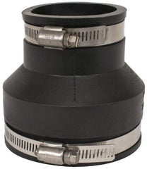 Made in USA - 3 x 2" PVC Flexible Pipe Coupling with Clamp - 4" Long, Pipe x Pipe, Stainless Steel Clamp - Apex Tool & Supply