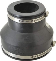 Made in USA - 6 x 3" PVC Flexible Pipe Coupling with Clamp - 6" Long, Pipe x Pipe, Stainless Steel Clamp - Apex Tool & Supply