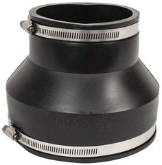 Made in USA - 6 x 4" PVC Flexible Pipe Coupling with Clamp - 6" Long, Pipe x Pipe, Stainless Steel Clamp - Apex Tool & Supply