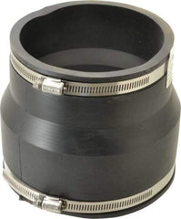 Made in USA - 6 x 5" PVC Flexible Pipe Coupling with Clamp - 6" Long, Pipe x Pipe, Stainless Steel Clamp - Apex Tool & Supply