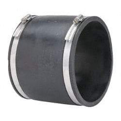 Made in USA - 6" PVC Flexible Pipe Coupling with Clamp - 6" Long, Pipe x Pipe, Stainless Steel Clamp - Apex Tool & Supply