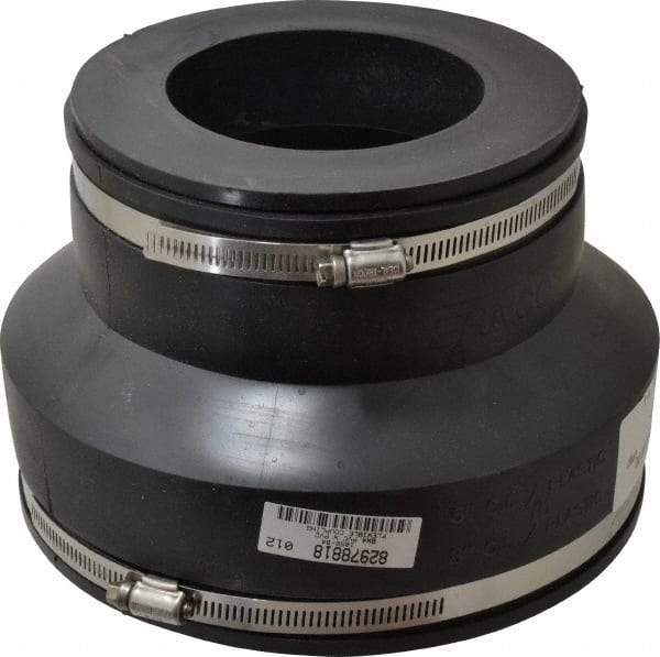 Made in USA - 8 x 4" PVC Flexible Pipe Coupling with Clamp - 6" Long, Pipe x Pipe, Stainless Steel Clamp - Apex Tool & Supply