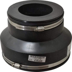 Made in USA - 8 x 4" PVC Flexible Pipe Coupling with Clamp - 6" Long, Pipe x Pipe, Stainless Steel Clamp - Apex Tool & Supply