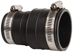Made in USA - 1-1/2" PVC Flexible Pipe Coupling with Clamp - 4" Long, Socket x Pipe, Stainless Steel Clamp - Apex Tool & Supply