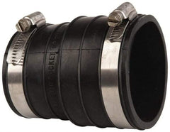 Made in USA - 2" PVC Flexible Pipe Coupling with Clamp - 4" Long, Socket x Pipe, Stainless Steel Clamp - Apex Tool & Supply