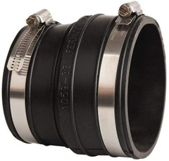 Made in USA - 3" PVC Flexible Pipe Coupling with Clamp - 4" Long, Socket x Pipe, Stainless Steel Clamp - Apex Tool & Supply
