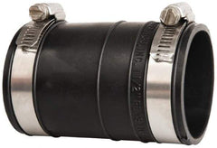 Made in USA - 1-1/2" PVC Flexible Pipe Coupling with Clamp - 4" Long, Socket x Socket, Stainless Steel Clamp - Apex Tool & Supply